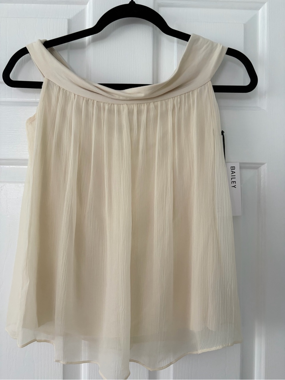 Baileys/44 Cream Chiffon Draped Neck Tank Top